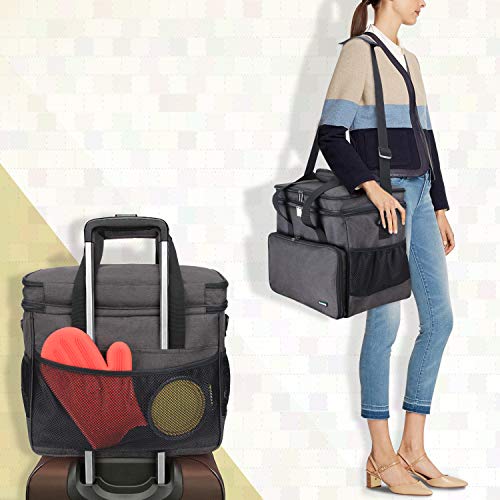 Teamoy Reisetasche für Hundeausrüstung, Hundetasche für die Mitnahme von Tiernahrung, Leckereien, Spielzeug und andere wichtige Dinge, ideal für Reisen, Camping oder Tagesausflüge (Groß, schwarz)