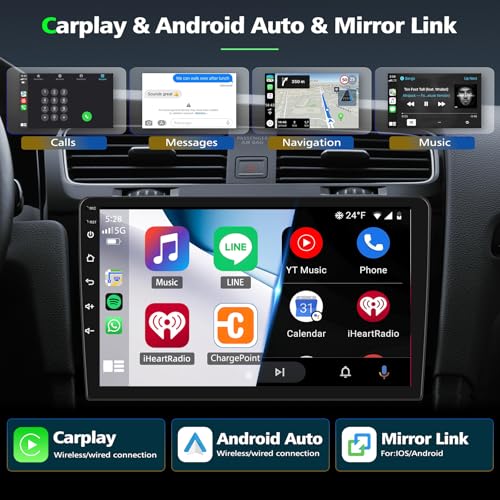 Image of Android 14 Car Stereo for Chrysler 300 2011-2014,8.4 Inch Double Din Car Radio with Carplay & Android Auto, in-Dash Navigation Radio with BT Mirror Link WiFi FM Radio & Backup Camera-2+32G