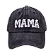Waldeal Embroidered Mama Hat for Women, Gifts for Mom, Wife, Adjustable Washed Distressed Baseball Cap Black