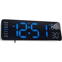 Digital Wall Clock,Big Digits,Modern Electric Wall Clock 9", Black Blue