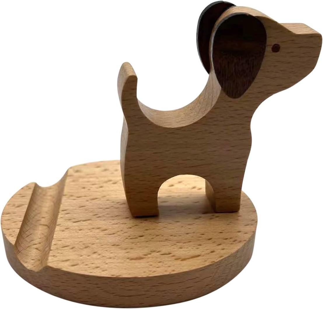 qiopertar dog creative mobile phone stand solid wood base home furnishings simp lazy man stand mobile phone base