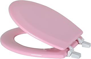 Dream Bath Bevelled Edge Heavy Duty Round Toilet Seat with non-slip seat and quick-attach easy install hardware, MDF Pink