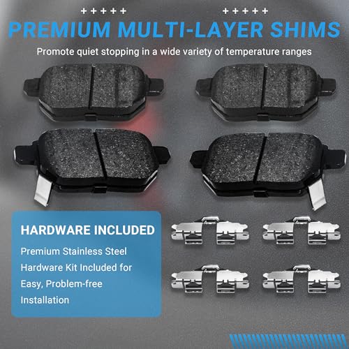 Image of Brake Pads Rear Set Compatible with Le-xus CT 200h Pontiac Vibe, Scion iM tC xB, Toyota Avalon Hybrid Corolla iM Matrix Prius Prime Yaris Rear Brakes Semi-Metallic D1354