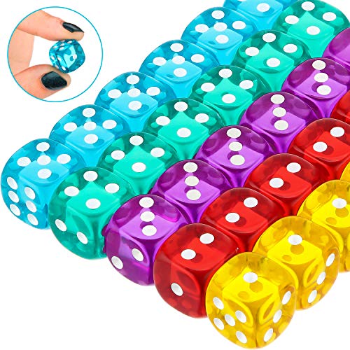 image for TecUnite Game Dice Sets 30 Pieces 6-Sided Game Dice 14 mm Translucent 