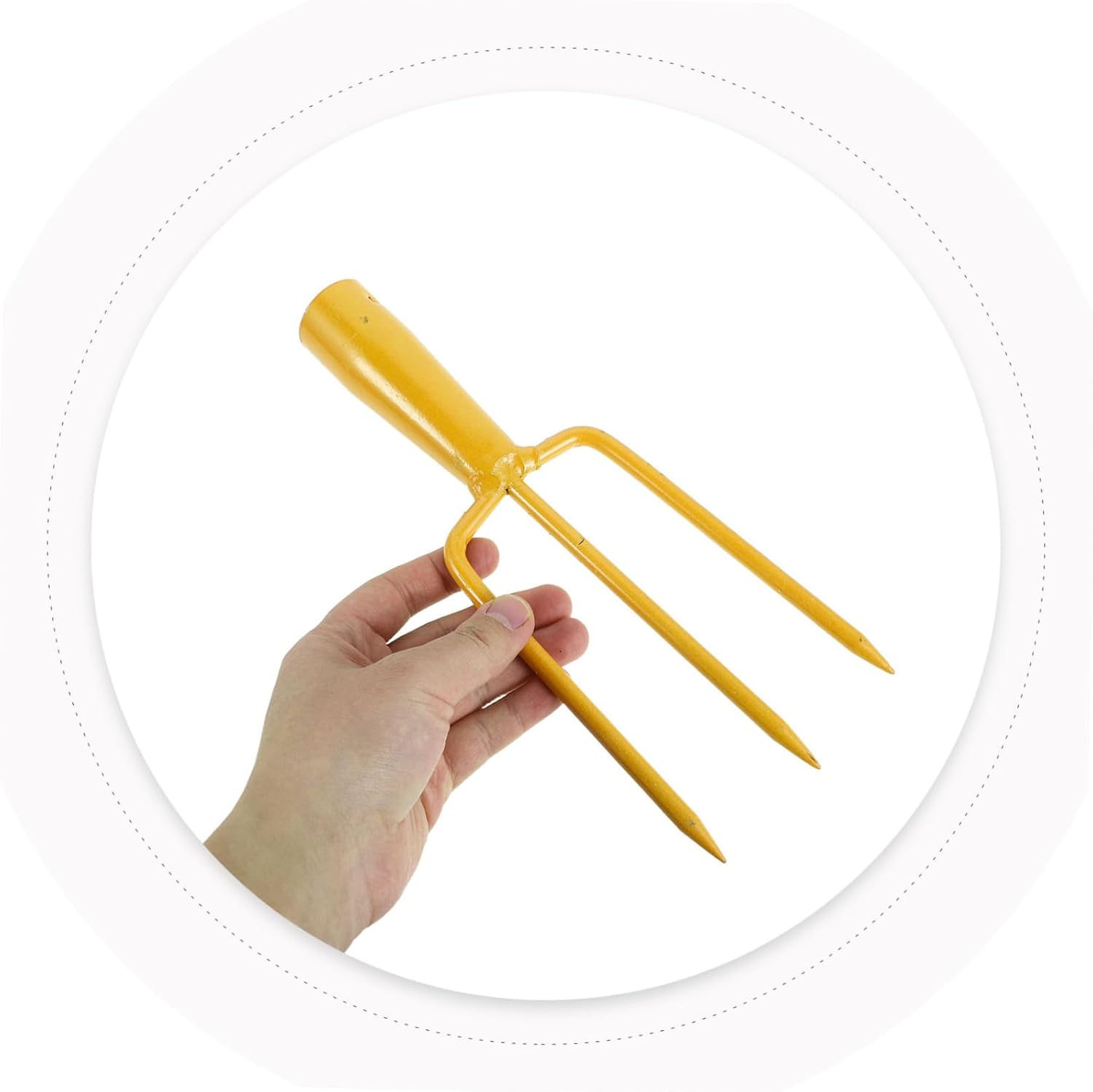 Gardening Hand Fork Head 3 Tine Straight Steel Orange Digging Tool image 4