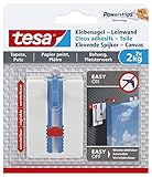 tesa Klebenagel Tapeten und Putz - höhenverstellbar - selbstklebender Nagel - ideal für Leinwand und Keilrahmen - Halteleistung 2x 2kg/Nagel - spurlos ablösbar, Weiß