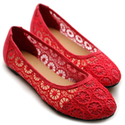 Ollio Women's Ballet Shoe Floral Lace Breathable Flat4