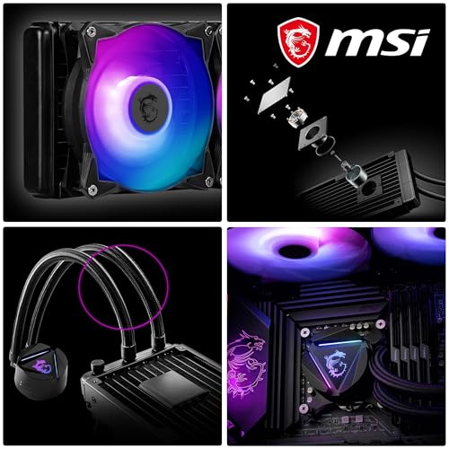 Image of MSI MAG CORELIQUID 360R V2 AIO CPU Liquid Cooler - Rotatable ARGB Blockhead, Integrated Radiator Pump, Split-Flow Water Cooling, Evaporation-Proof Tubing, Easy to Install - AMD & Intel Compatible