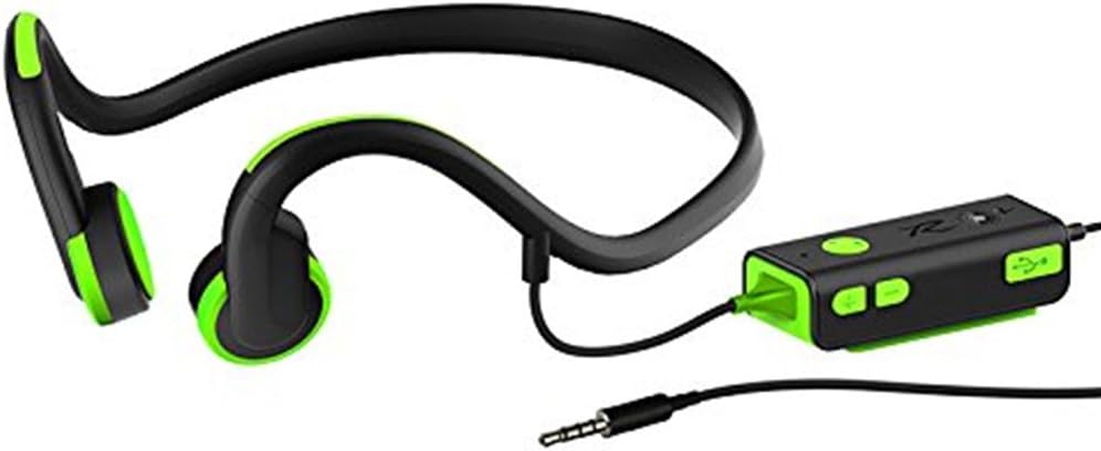 Open Ear Bone Conduction Headphones Cheek Bone Over The Ear Headset Sweatproof Noise Reduction Earphones Earpieces with Mic for iPhone Android MP3 MP4, Perfect for Cycling Running Gym Driving, Green