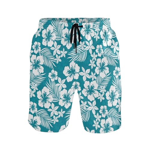 Men's Swim Trunks Hibiscus Flower Board Shorts Quick Dry Swimsuit Swimwear Holiday Party Bathing Suit