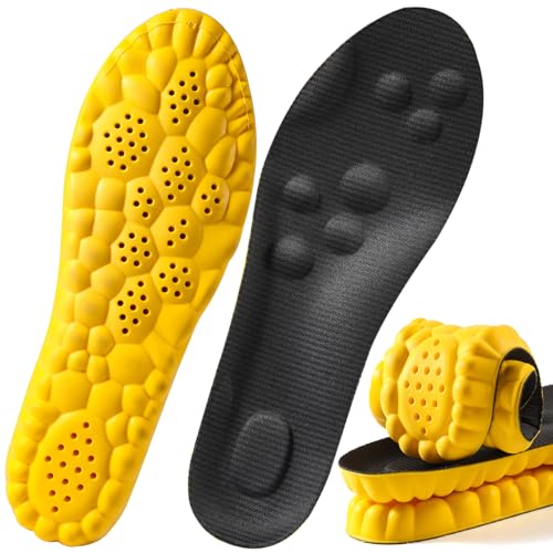 Image of 4D Cloud Insoles for Men and Women, Arch Support Insoles, Memory Foam Insoles, Shock Absorption and Cushioning Sports Shoe Insoles (Yellow, XL (Men 9-11 /Women 10-11)