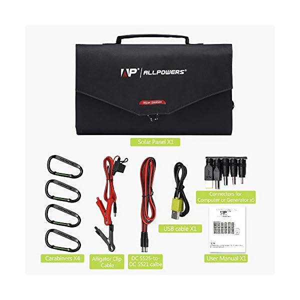ALLPOWERS 100W Faltbares Solarpanel Solar ladegerät Solarmodul für Tragbare Powerstation mit 2 x USB Anschluss Outdoor Solargenerator für Reisen, Camping und Garten – Bild 8