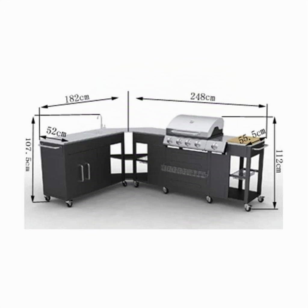 VidaXL 40428 Barbecue Zona cottura Gas Nero, Acciaio inossidabile barbecue e bistecchiera