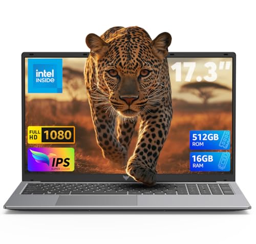ACEMAGIC 17.3 inch Laptop with Quad-Core N-97 Processor up to 3.6GHz(Beat N100/N95) 16GB RAM DDR4 512GB M.2 SSD Laptops, Support WiFi 5, BT5.0, 3 USB3.2, HDMI,Type-C, 1080 FHD, 6000mAh Long-Battery