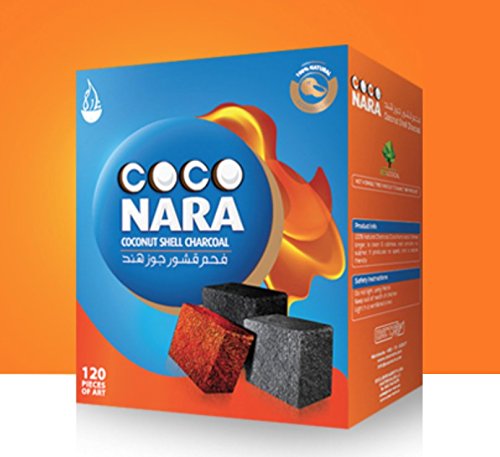 Coco Nara Hookah Shisha Coconut Shell Charcoal 120ct - Includes a TSC Sticker