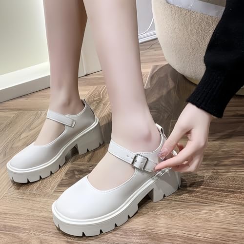 Image of Women's Platform Mary Janes Heart Cat Buckle Rivets Ankle Lolita Gothic Princess Platform Pumps Patent Leather Thorn Vintage Traditional Embroidery Upper Dress Shoes