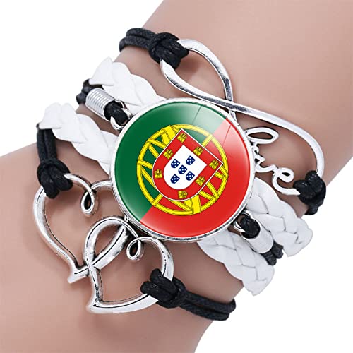GONMFKM Bracelet Tissé Avec Drapeau Du Portugal – Bracelet Tressé En Cuir Tressé Tendance, Nouveauté, Bijoux Patriotiques, Accessoires Time Gem, Cadeau De Couple, Comme Indiqué, Réglable