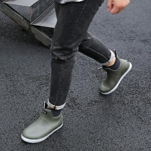 Mens Deck Boots, Saltwater Fishing Booties Rubber Waterproof Ankle Rain Boots, High-performance Footwear Chelsea Boots for Gardening Fishing Boating Camping Sailing - Image 6