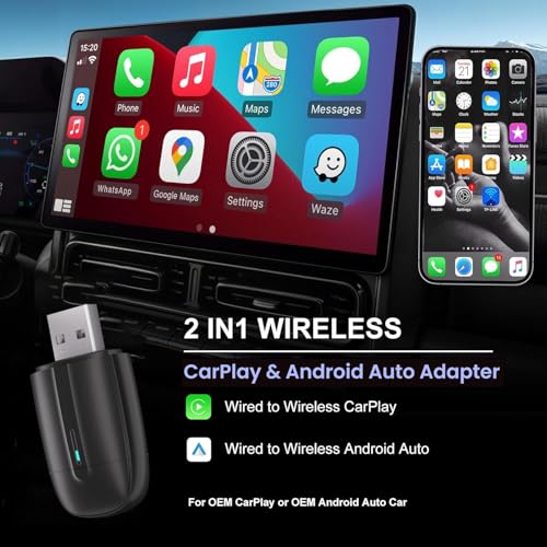 Image of Dyazo 2-in-1 Wireless CarPlay & Android Auto Adapter | Plug & Play USB /Type-C | Converts Factory Wired CarPlay Auto to Wireless | 2.4G /5G Stable WiFi Connection | Compatible with iOS & Android (Black)