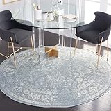 SAFAVIEH Distressed Teppich für Wohnzimmer, Esszimmer, Schlafzimmer - Adirondack Collection, Kurzer Flor, Schiefer und Elfenbein, 120 X 120 cm