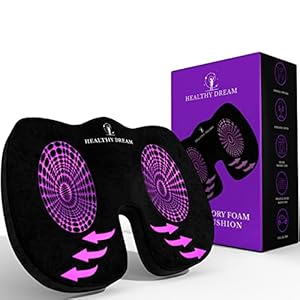 HEALTHY DREAM Office Chair Seat Cushion for Coccyx, Tailbone, Sciatica and Back Pain Relief; Orthopedic Support Memory…