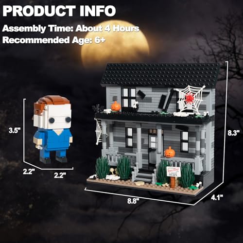 Image of Horror Movie House & Figure Building Block Set, 586-Piece Halloween Toy
