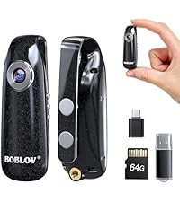BOBLOV B4K2 128 GB 4K Body Worn Kamera mit GPS, zwei 3000 mAh Akkus für 14-16 Stunden Aufnahme, 4K Camcorder Videokamera mit Ladestation