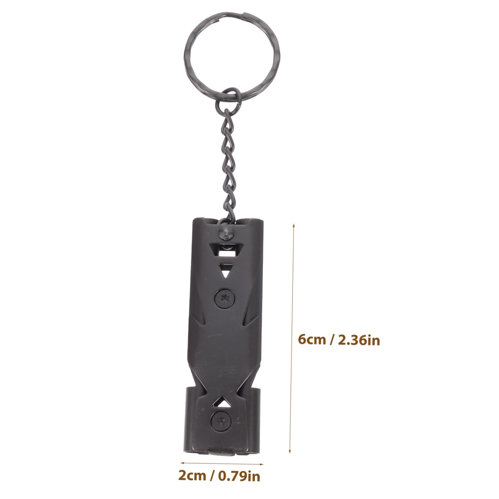 POPETPOP Stainless Steel Dual Tube Whistle Loud Survival Whistle with Keychain for Outdoor Emergencies Camping Hiking Gym Training Durable Portable Black