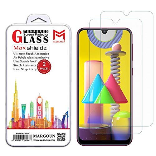 MARGOUN2 pack for Samsung Galaxy M31 screen protector premium tempered glass 9H Scratch resistant