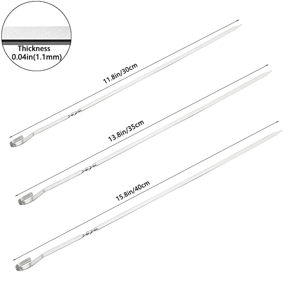 Spiedini per Barbecue griglia riutilizzabile spiedini in acciaio inossidabile Shish Kebab BBQ campeggio forchette piatte gadget accessori da cucina strumenti  15