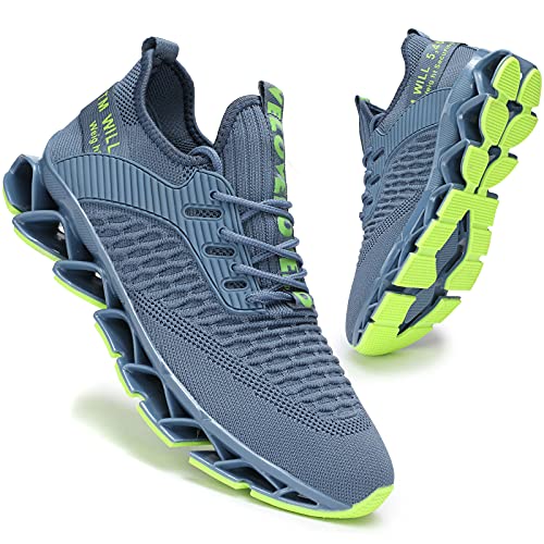Men's Blade Running Shoes Mesh Breathable Walking Slip-on Sneakers Fashion Trainers Zapatos de Hombre Turquoise