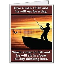 VictoryStore Jumbo Greeting Cards Giant Retirement Card Fisherman Silhouette, 2 feet x 3 feet Card with Envelope
