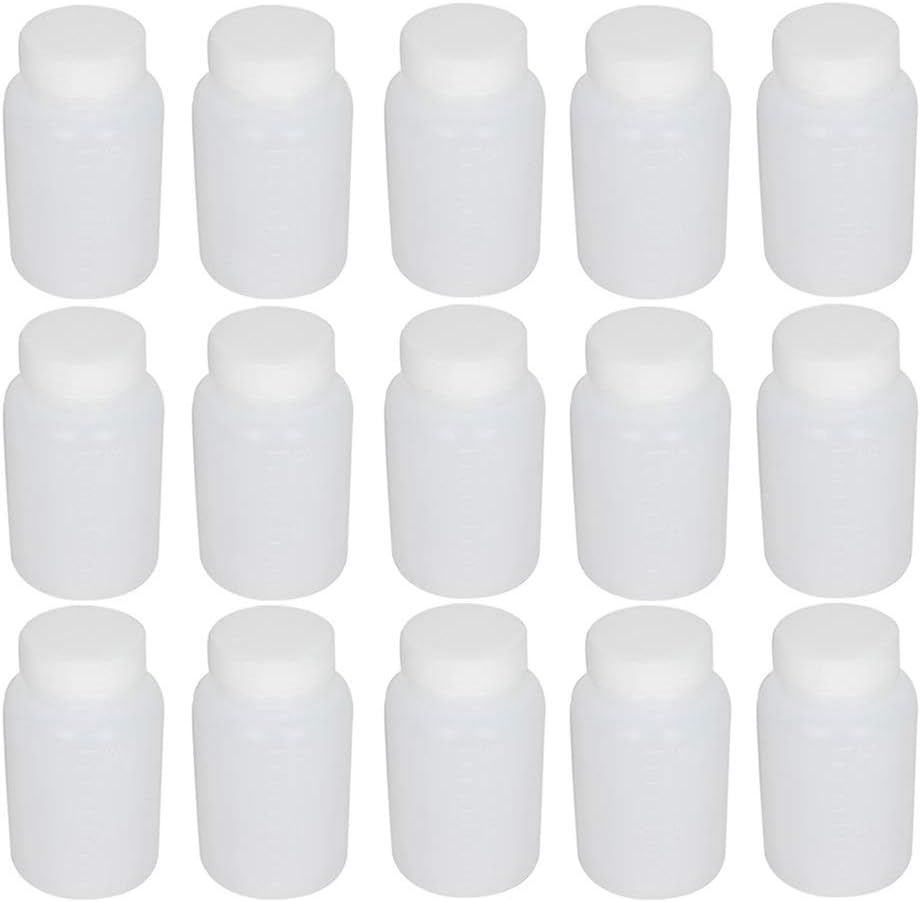 Bettomshin 15Pcs 100ml PE Plastic (Food Grade) Bottles, Wide Mouth Lab Reagent