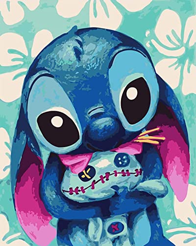 5D Bricolage Diamond Painting, 5D DIY Broderie Diamant Painting Kit Complet, Peinture Diamant Artisanat Strass Point de Croix Painting pour Adultes, Enfants, Décoration Intérieur - Stitch