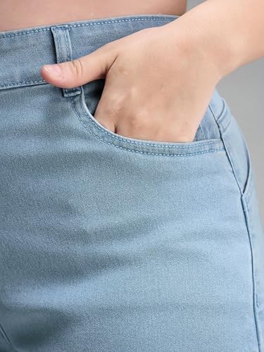 Image of Miss Chase A+ Women's Regular High Rise Mild Distress Regular Denim Skorts
