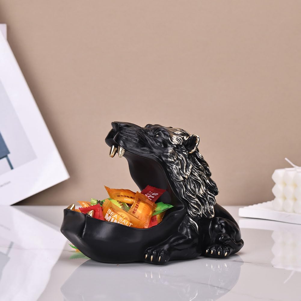 Amazon.com | Resin Black Gold Lion Sculpture Candy Dish Cookie Jar