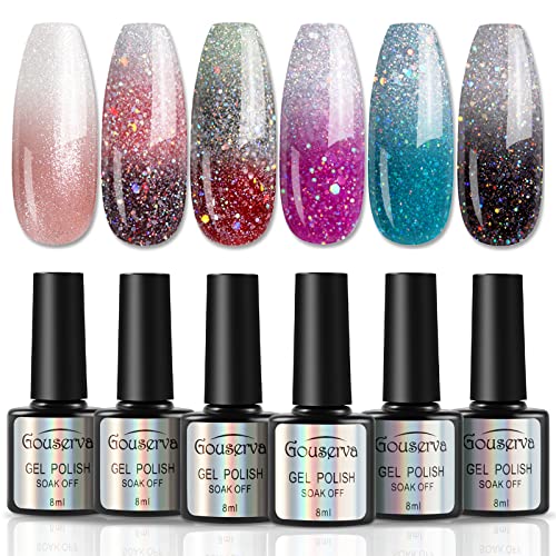 Colors color changing gel nail polish Set -Temperature Color Changing Gel Colors Collection Glitter Gel Polish Soak Off 6 Colors Mood Gel Nail Polish ,Holiday DIY at Home. Colors color changing gel nail polish Set -Temperature Color Changing Gel Colors Collection Glitter Gel Polish Soak Off 6 Colors Mood Gel Nail Polish ,Holiday DIY at Home.