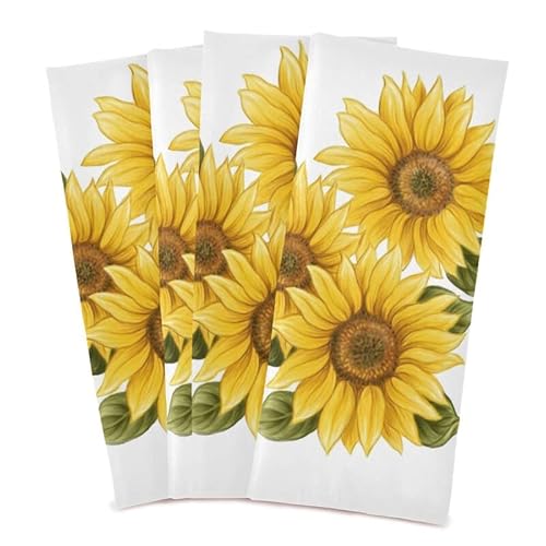 Sunflower Kitchen Towels, Dish Towel Ultra Absorbent Fast Drying, Tea Towels 28X18 Inches For Cooking Baking Household Cleaning, Set Of 4 #TOP11