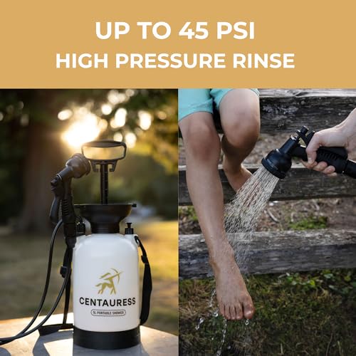 Bomba de Ducha Portátil para Camping con Soporte y Válvula de Seguridad (45 PSI) - Ducha Portátil para Camping - Kit de Enjuague para Surf - Ducha de Playa - Kit de Ducha para Campamento - Ducha Exterior Portátil miniatura 2