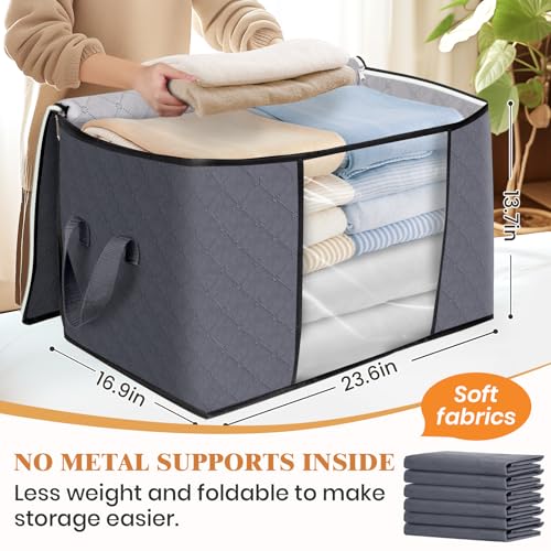 Image of Fab totes 24 Gallons Clothes Storage, Foldable Thick Fabric Blanket Storage Bags, Containers for Organizing Bedroom, Closet, Clothing, Comforter, Organization with Handle (8 Pack,Grey)