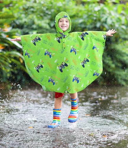 WAWSAM Lightweight Kids Rain Poncho Reusable Toddler Raincoat Waterproof Rain Jacket3