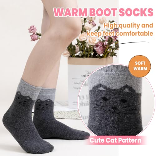 Image of Velice Wool Socks for Women Merino Wool Boot Hiking Thick Thermal Warm Winter Crew Cushion Cozy Work Socks 5 Pairs