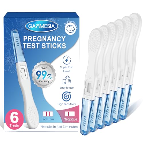 6 Piezas Test de Embarazo, Prueba de Embarazo de Alta Sensibilidad, Resultados Rápidos y Precisos en 3 Minutos, Envolturas Individuales, Fácil de Usar en Casa