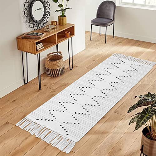 Boho Woven Runner Rug 2.3' X 5.3',Kimode Moroccan Washable Laundry Area Rug With Tassel,Farmhouse Throw Diamond Kitchen Rug For Hallway/Entryway/Bedroom/Living Room #TOP5