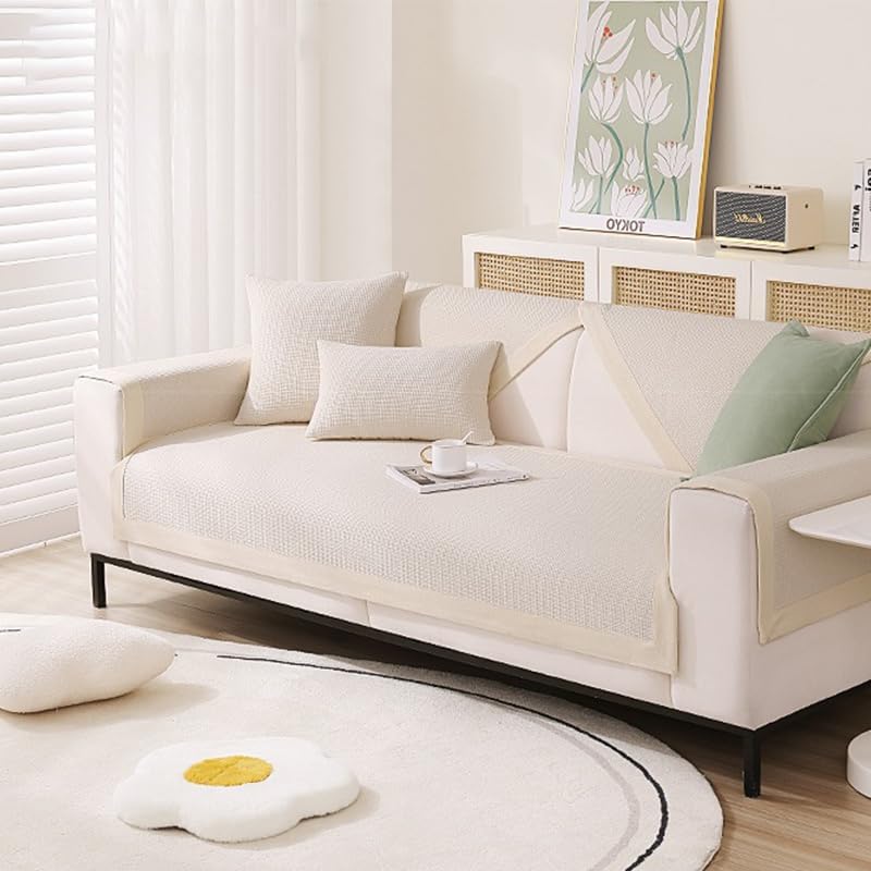 Funda de sofá de lino de algodón, moderna, simple, de doble cara, reversible, funda para sofá seccional, protector de muebles, funda para sofá de 3