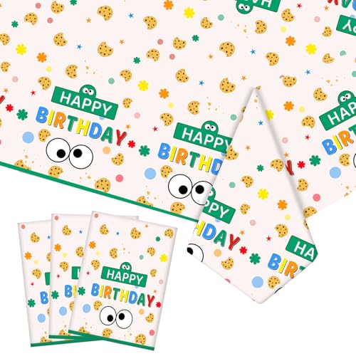 Kilyparty 3Pcs Cookie Party Supplies Tablecloth Set for Kids Boys Girls Birthday PartyCookie Party Supplies Tablecloth -54x108in