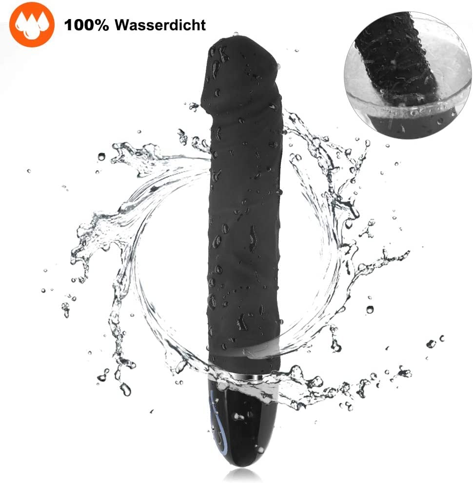 Realistische Vibratoren für sie Klitoris und G-Punkt Stimulator, Silikon Massagestab für Frauen Sex-Spielzeug Wasserdicht, AV-Vibrator mit 7 Vibrationsmodi, USB wiederaufladbar, Schwarz – Bild 7