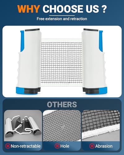 image for EOTJYAO Retractable Ping Pong Net, Upgrade Table Tennis Net Stands Upr