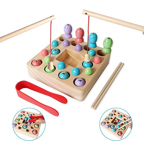 Preisvergleich Produktbild GuangFan Holzspielzeug Angelspiel Montessori Lernspielzeug Magnettafel Kinderspielzeug Geschenk ab Kinder Mädchen Jungs 3 Jahre