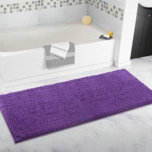 ITSOFT Plush Microfiber Long Runner - Non Slip Soft Bathroom Rug, Absorbent Machine Washable Chenille Bath Mat | Quick Dry Carpet, Great for Bath, Shower, Bedroom, or Door Mat (Lilac, 47x21)